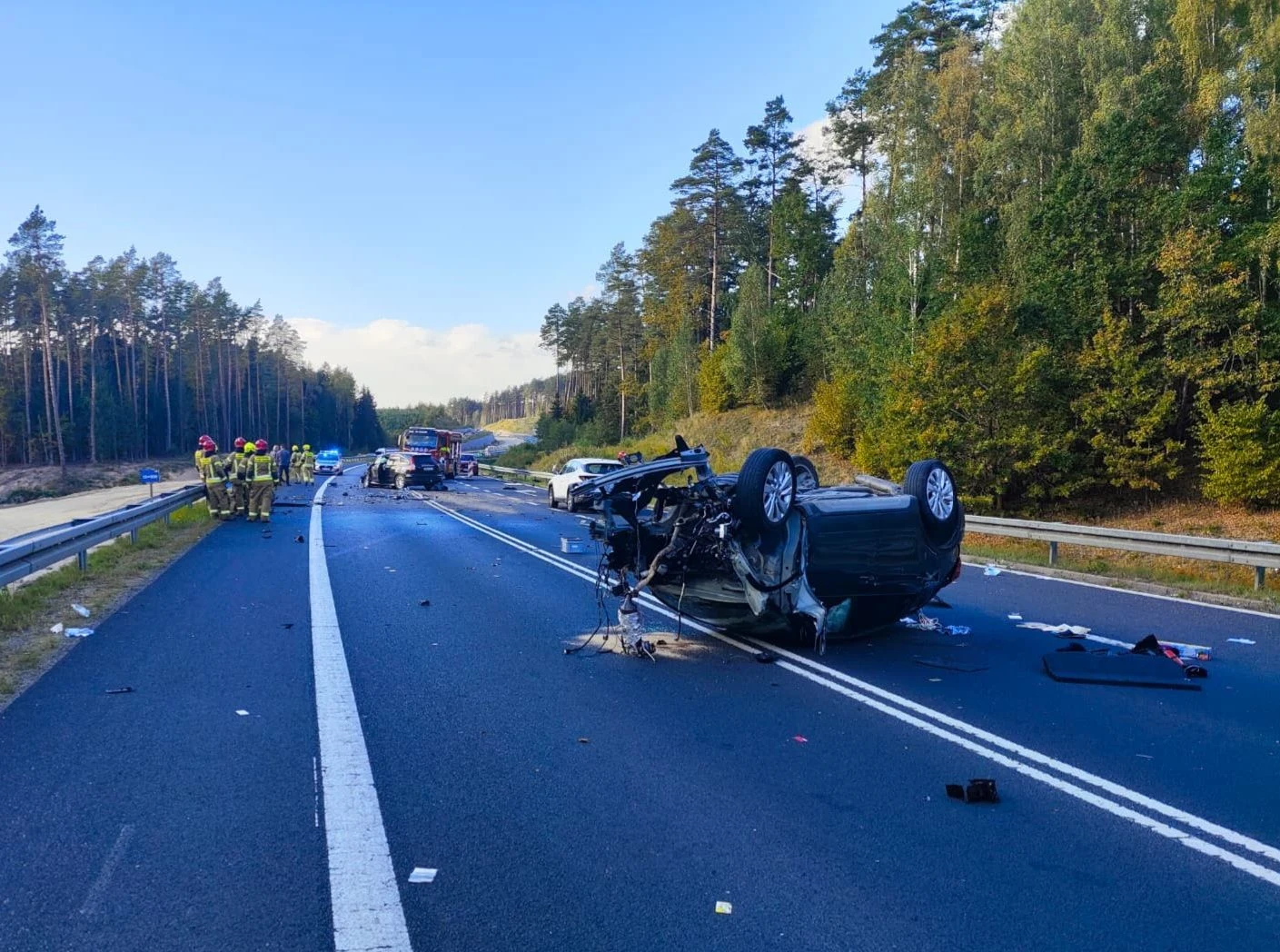 Karambol na DK16 pod Dobrągiem – droga zablokowana