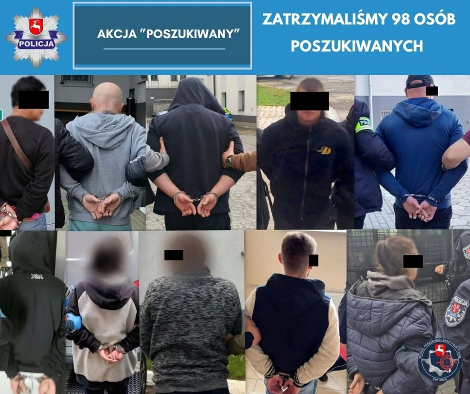 Akcja "Poszukiwany": 98 osób zatrzymanych w województwie lubelskim