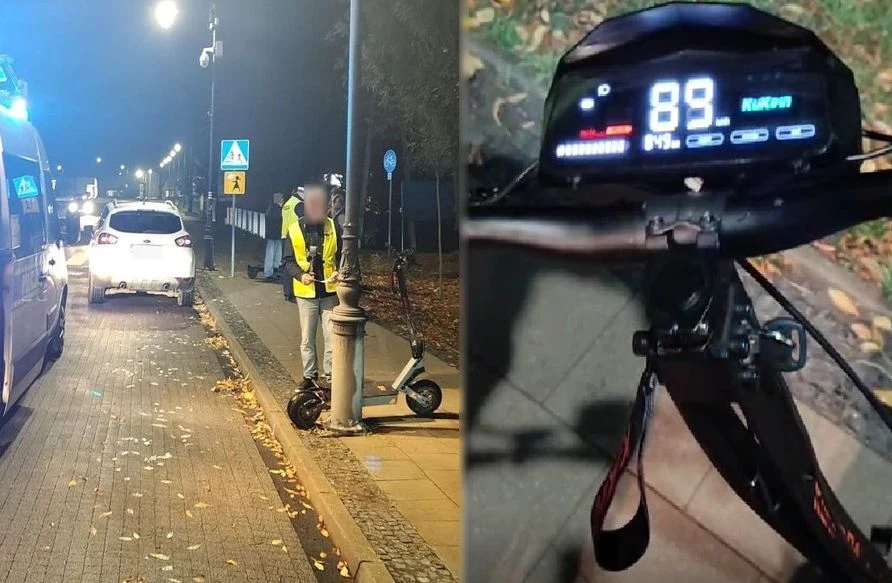 17-latek na hulajnodze zderzył się z Fordem. Jechał 89 km/h bez kasku