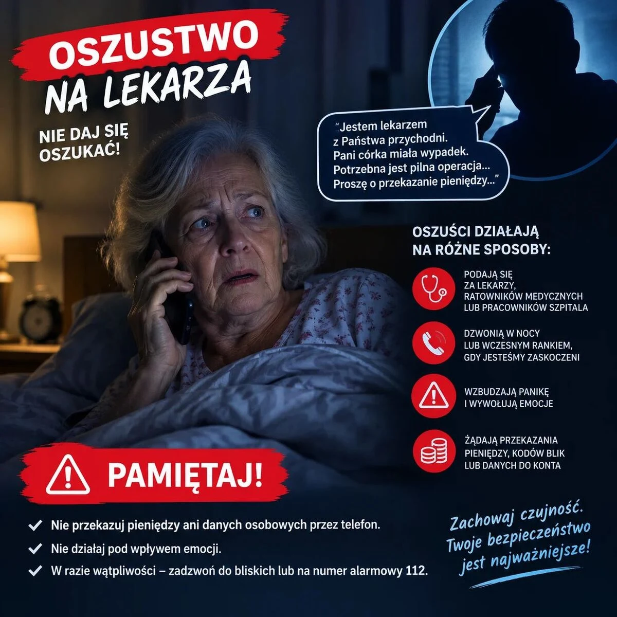 Trzy seniorki z Nysy oszukane "metodą na lekarza". Straciły 42 tys. zł